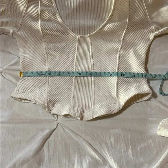 Free People Petra White Cream Long Sleeve Cotton Corset Top Women’s XL - Picture 10 of 11